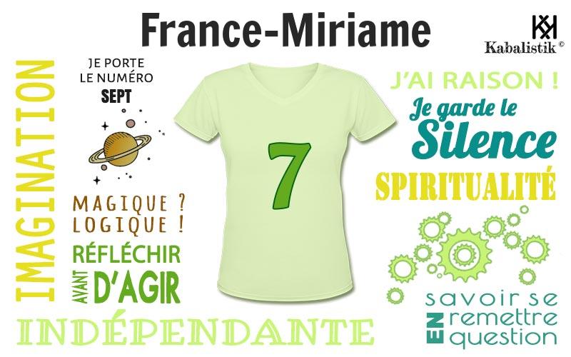 La signification numérologique du prénom France-Miriame
