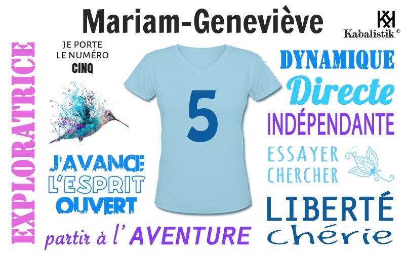 La signification numérologique du prénom Mariam-Geneviève